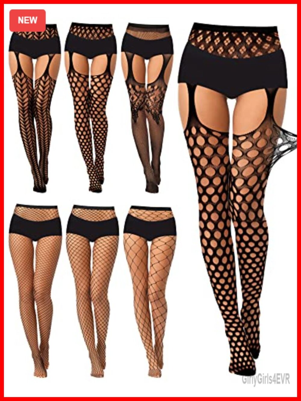 6 Pairs Fishnet Stockings Thigh High Garter Nylon Tights